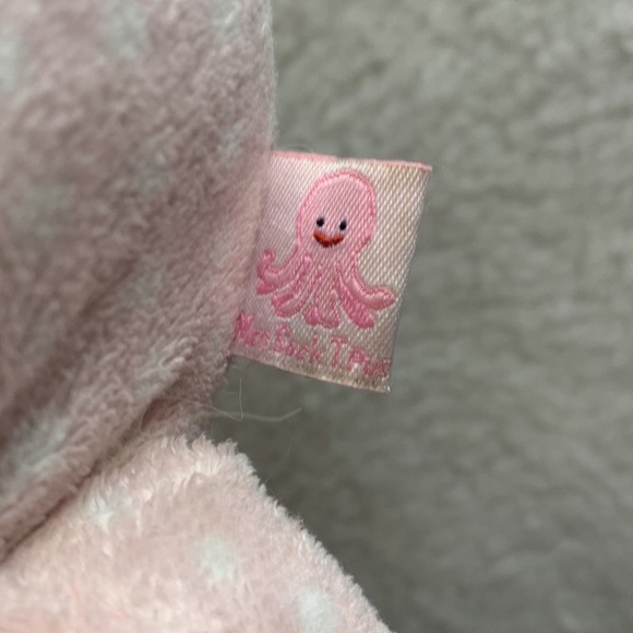 Octopus plush lovey 12" Mrs Sock T Pus pink polks dot rattle crinkle sewn eyes - Picture 4 of 8